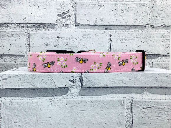 Busy Bee Pink Pet Collar