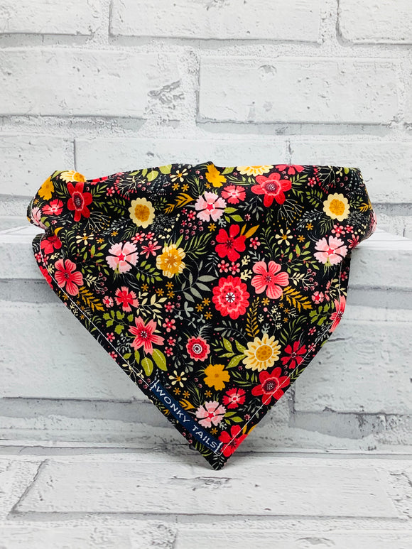 Wild Flowers Black Pet Bandana