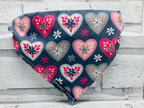 Patched Hearts Pet Bandana