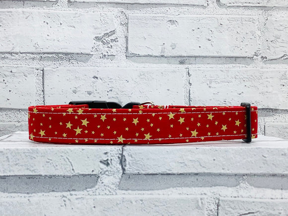 Gold Star Red Pet Collar